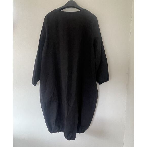 LOVE IN Voluminous Long Sleeve Poplin Dress Black Size Large - Picture 3 of 3